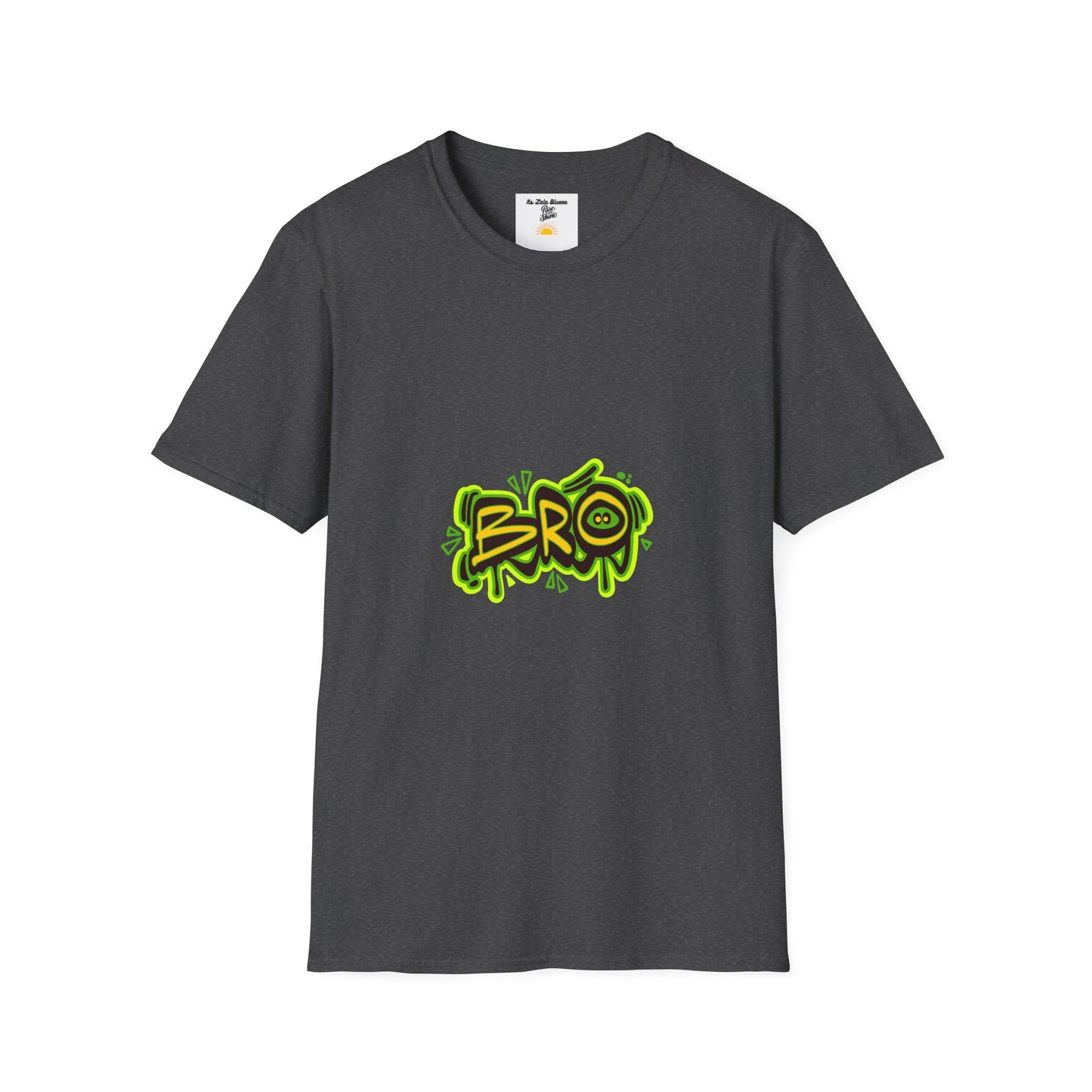 Bro Graffiti T-Shirt — Urban Streetwear Tee with Neon Green Spray Graphic