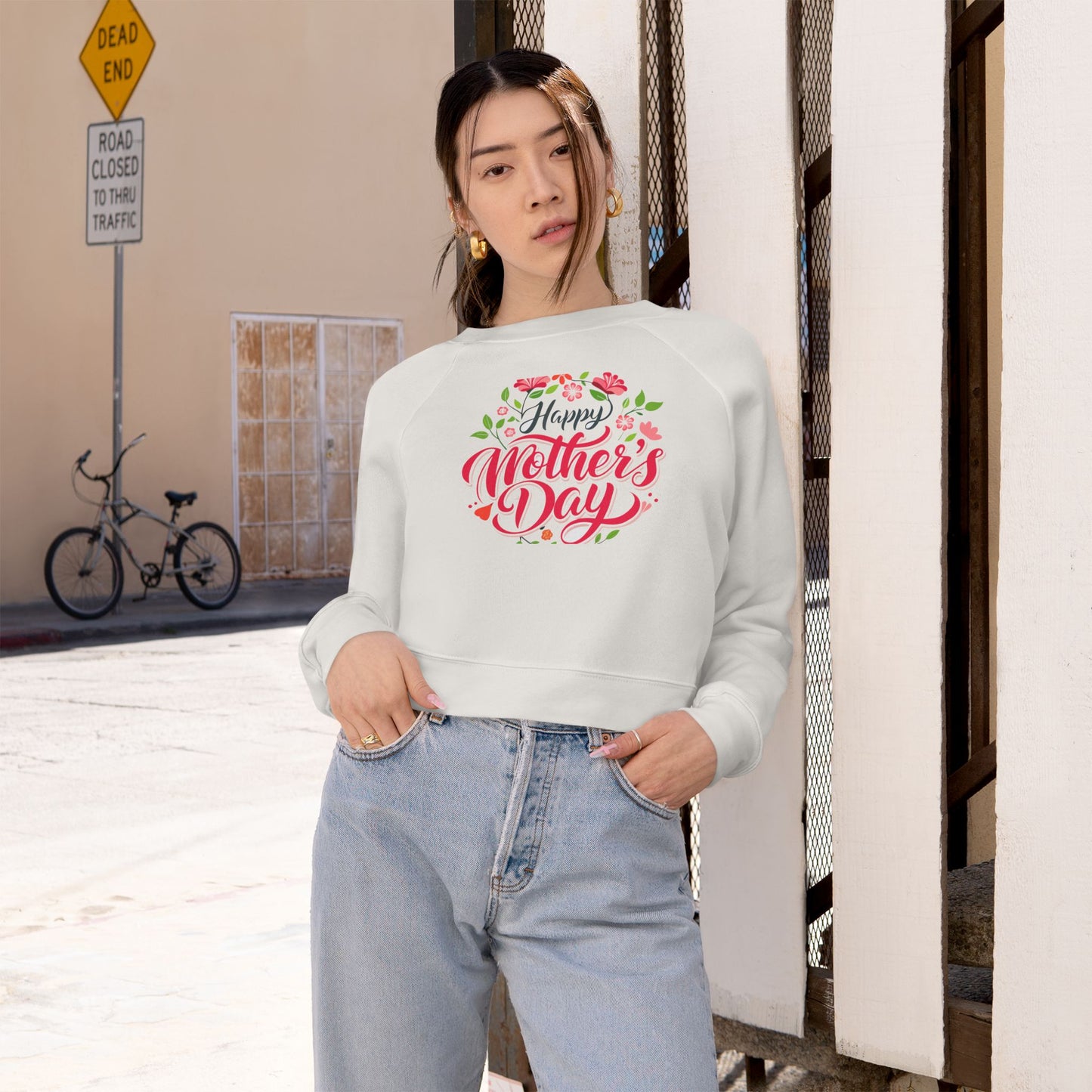 Happy Mother's Day Women's Cropped Fleece Pullover - Stylish and Cozy Gift