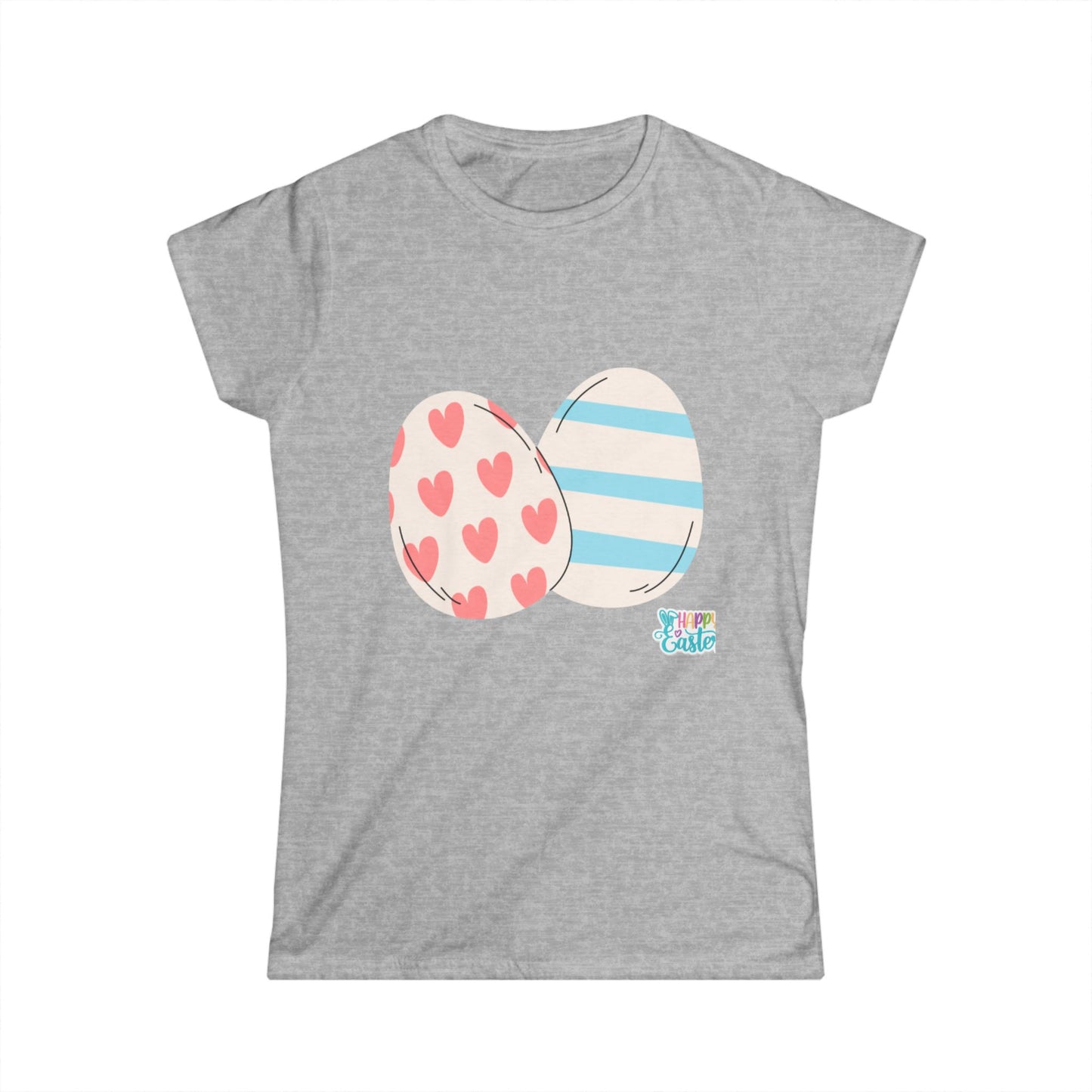 Easter Egg Pattern Women's Softstyle Tee – Cute Spring T-Shirt for Celebrations