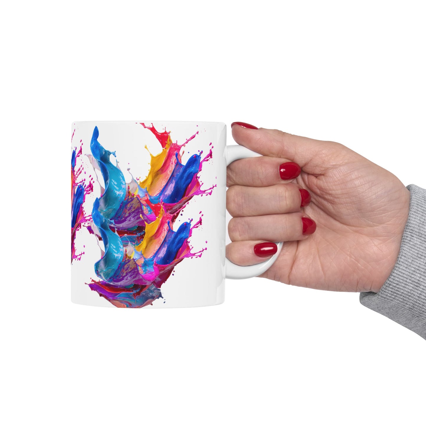 Colorful Paint Splash Ceramic Mug — Artistic Abstract 11oz/15oz Coffee Cup