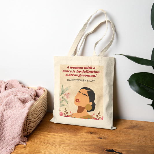 Women's Day Tote Bag — "A Woman with a Voice..." Inspirational Canvas Tote
