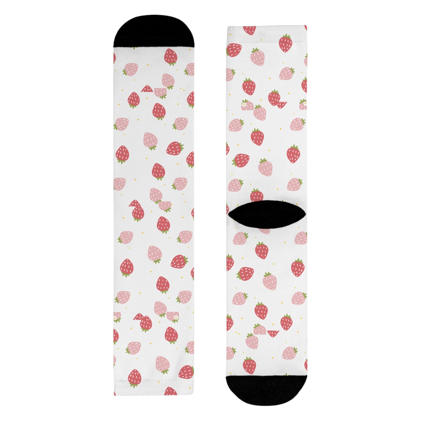 Strawberry Pattern Crew Socks – Cute Pink Fruit Sublimation Socks