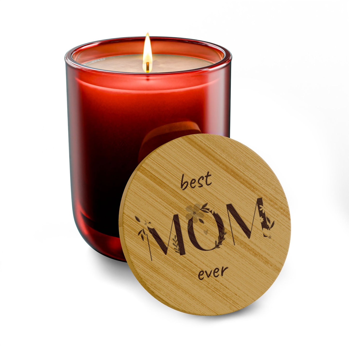 Best MOM Ever 14oz Scented Soy Candle — Engraved Bamboo Lid (Mother's Day Gift)