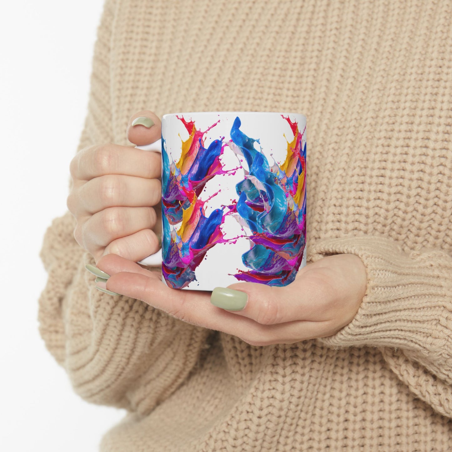 Colorful Paint Splash Ceramic Mug — Artistic Abstract 11oz/15oz Coffee Cup