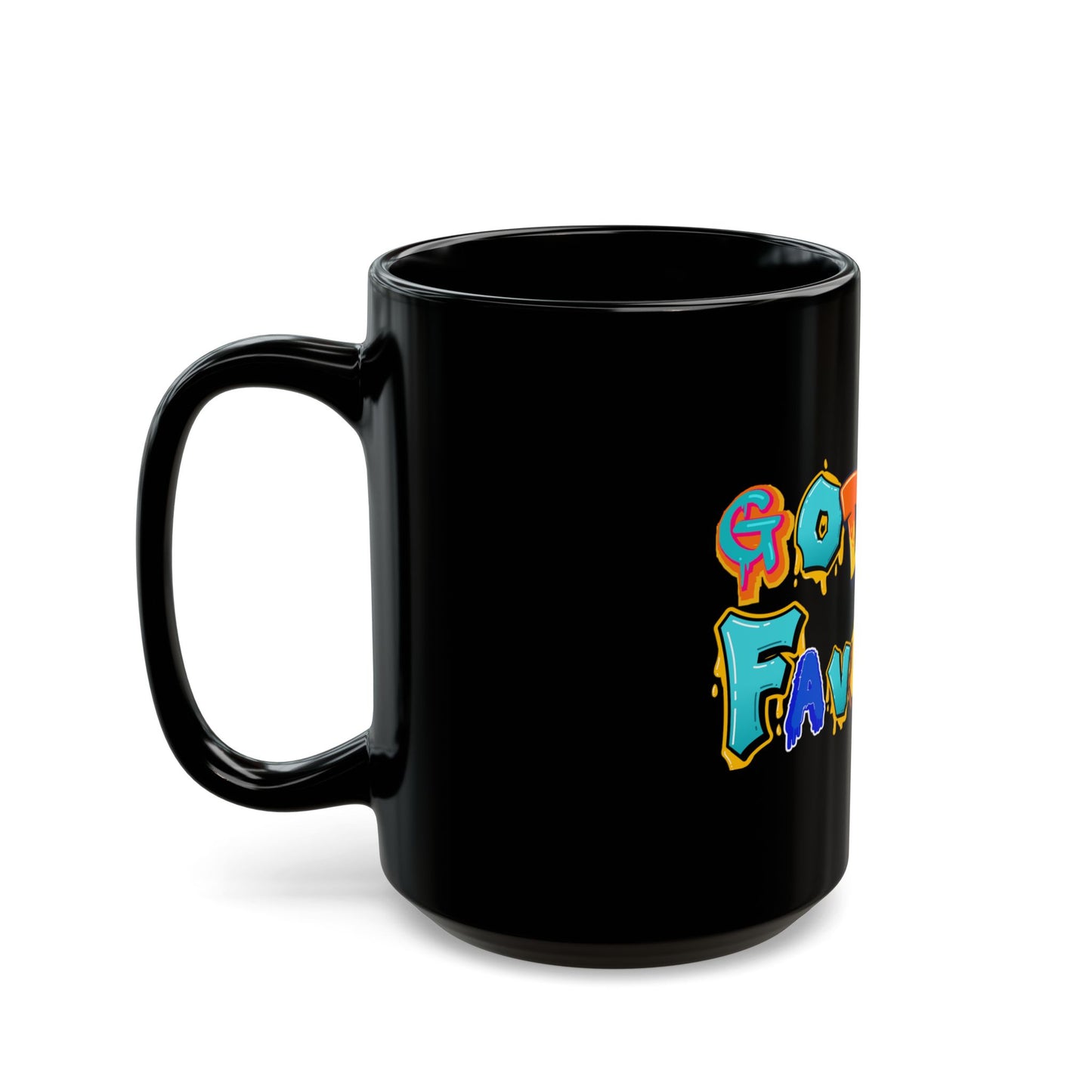 Black Mug - 'God's Favorite' Colorful Graffiti Coffee Mug (11oz & 15oz)