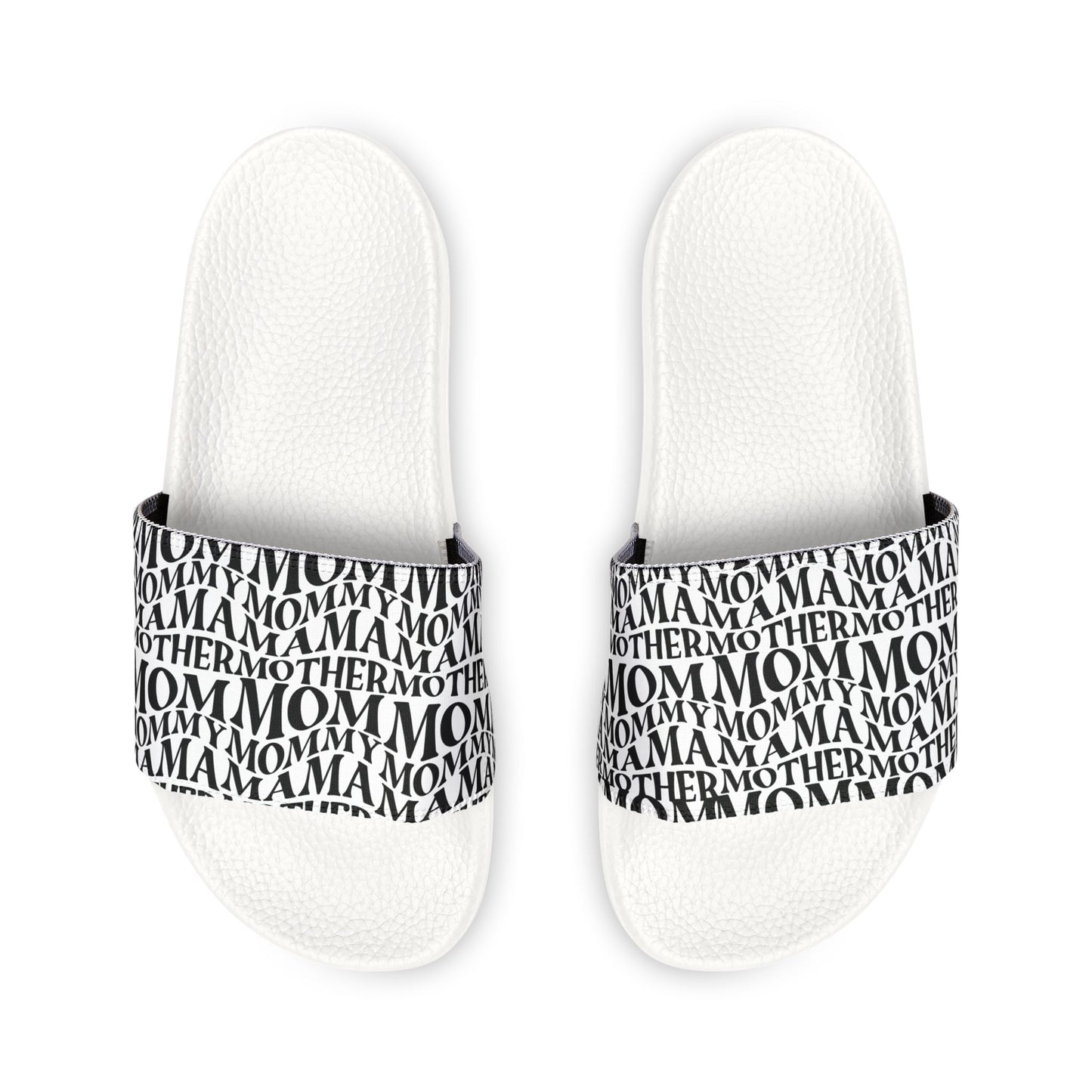 Women's Removable-Strap Slide Sandals — Black Typographic Print