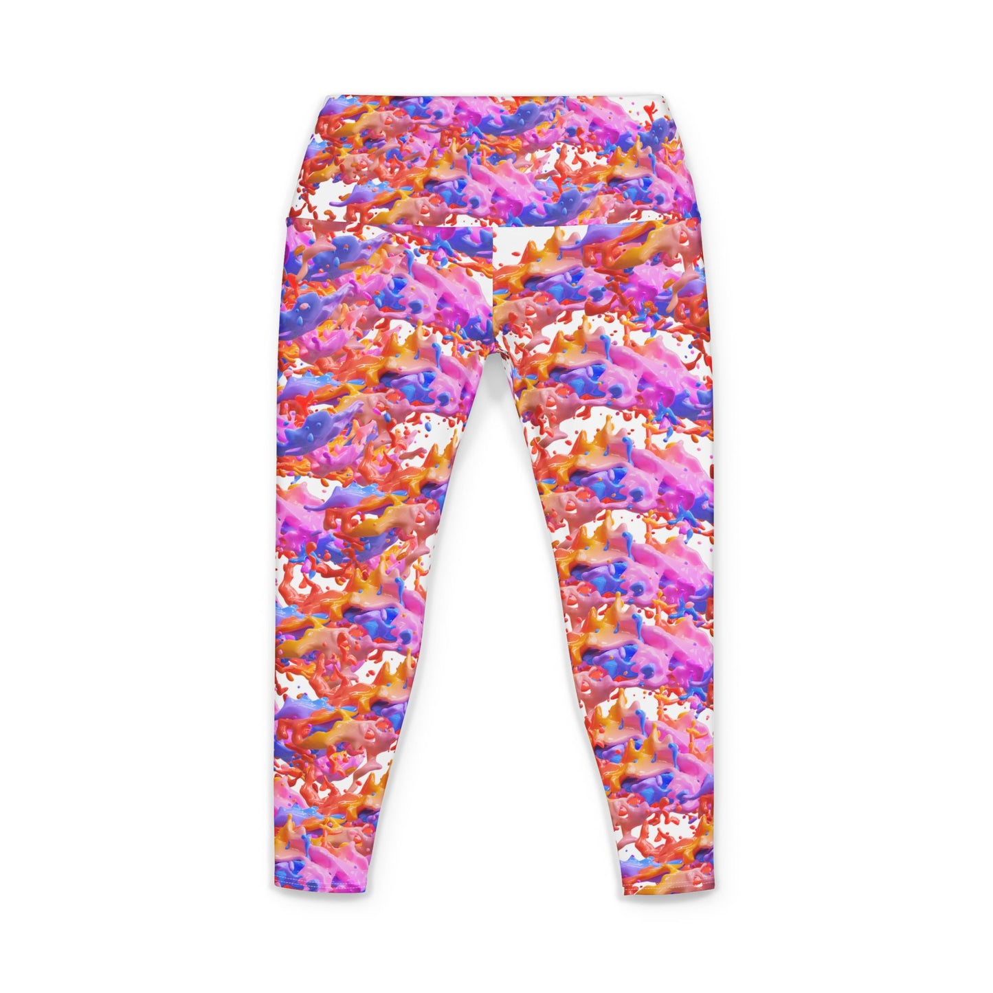 Abstract Watercolor Yoga Pants — Vibrant Pink Orange All-Over Print