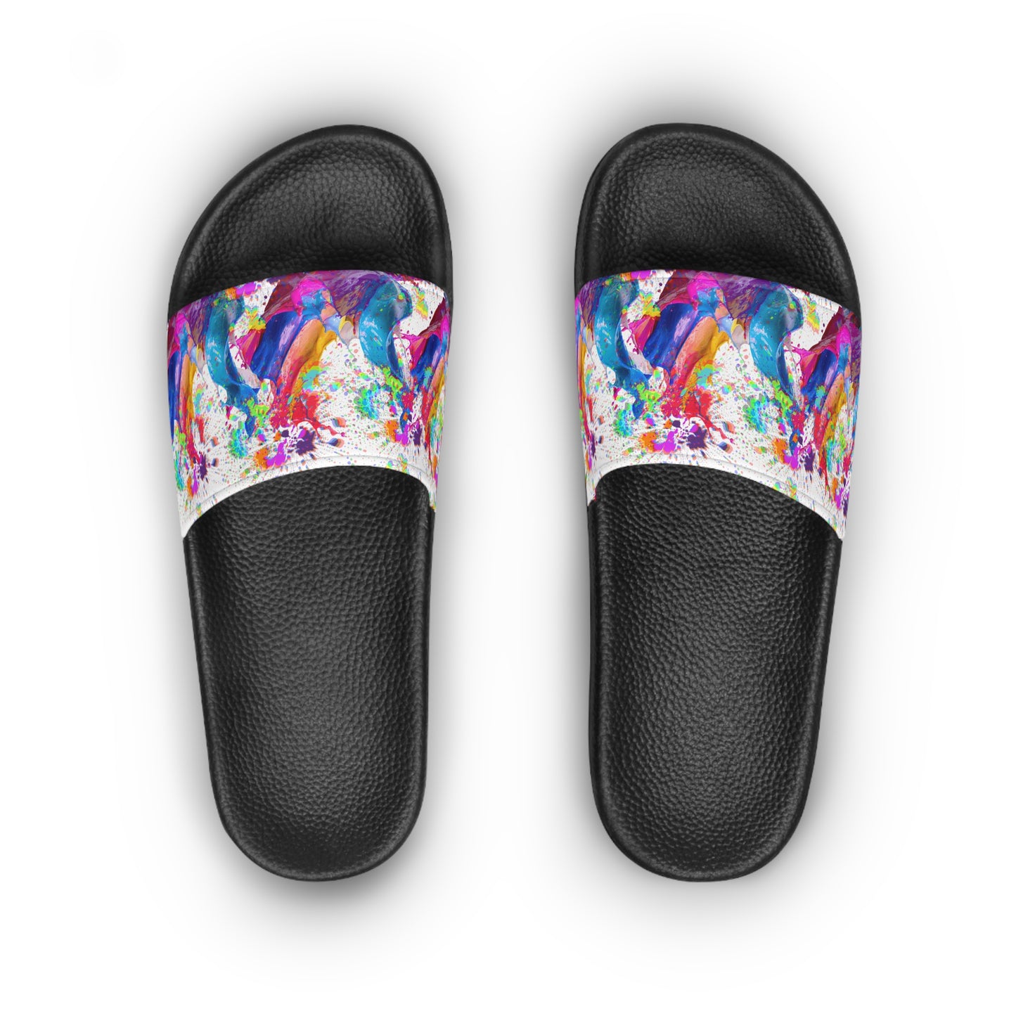 Color Splash Women's Slide Sandals — Abstract Paint Pattern