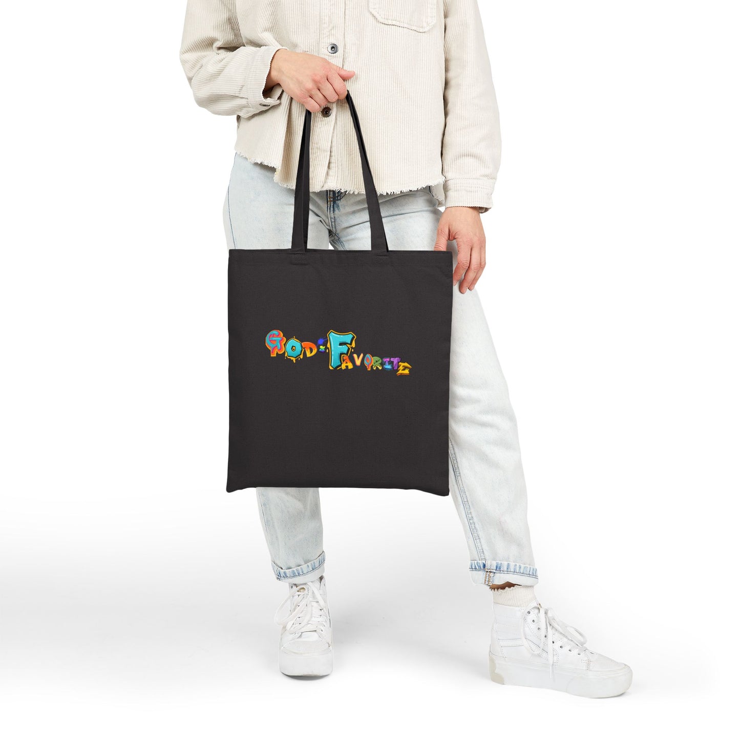 Canvas Tote Bag — Colorful Playful Lettering Grocery & School Tote
