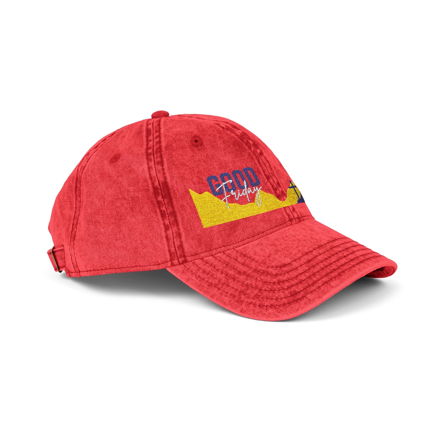 Vintage Embroidered Cap - 'Good Vibes' Distressed Dad Hat