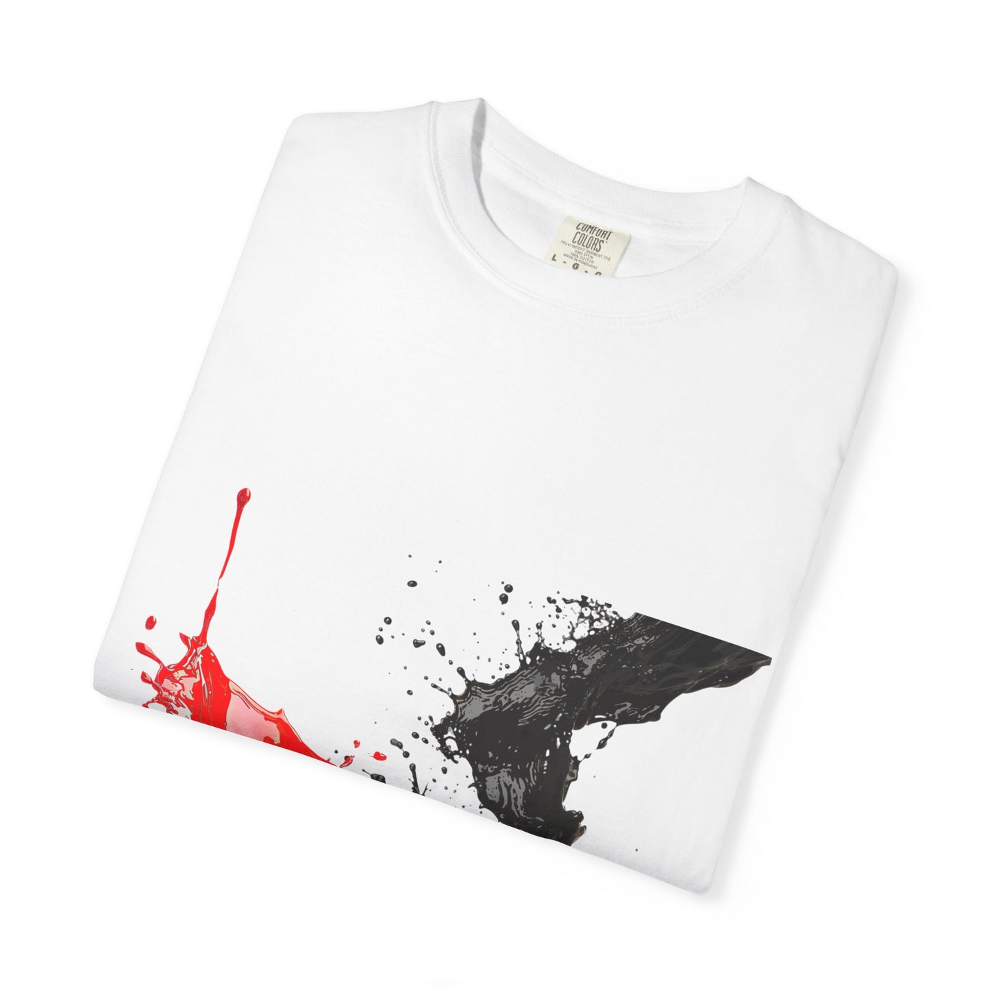 Ink Splash Graphic T-Shirt — Red & Black Abstract Art Tee