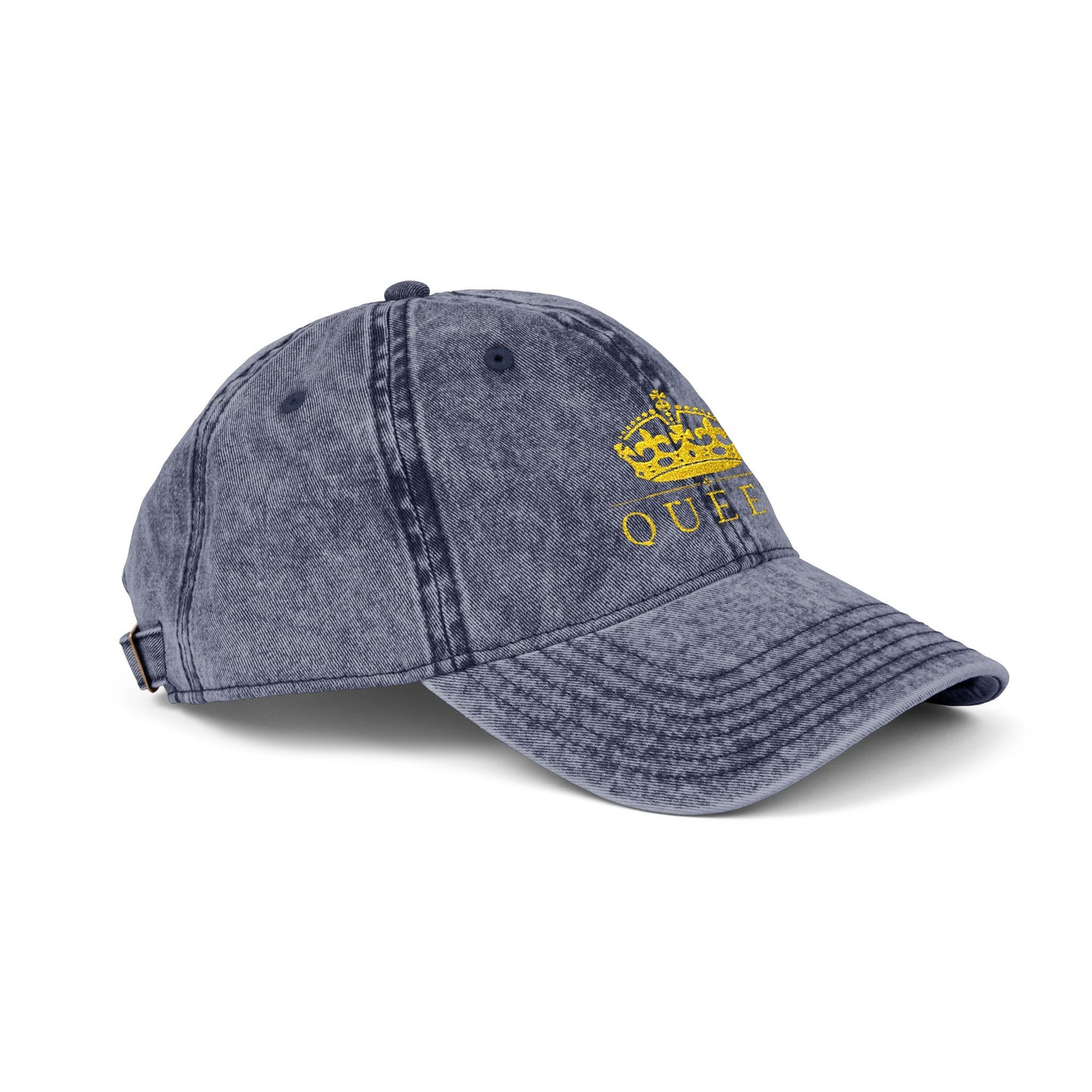 Embroidered 'Queen' Vintage Baseball Cap - Distressed Red Crown Hat