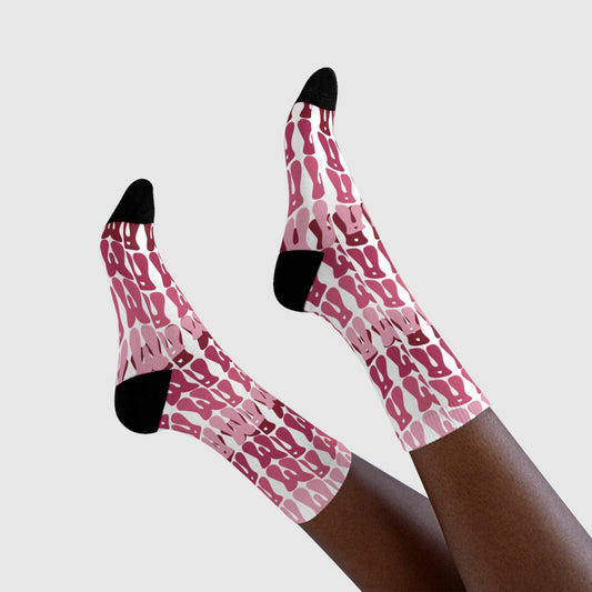 Pink Tie-Dye Crew Socks – Sublimated Patterned Socks