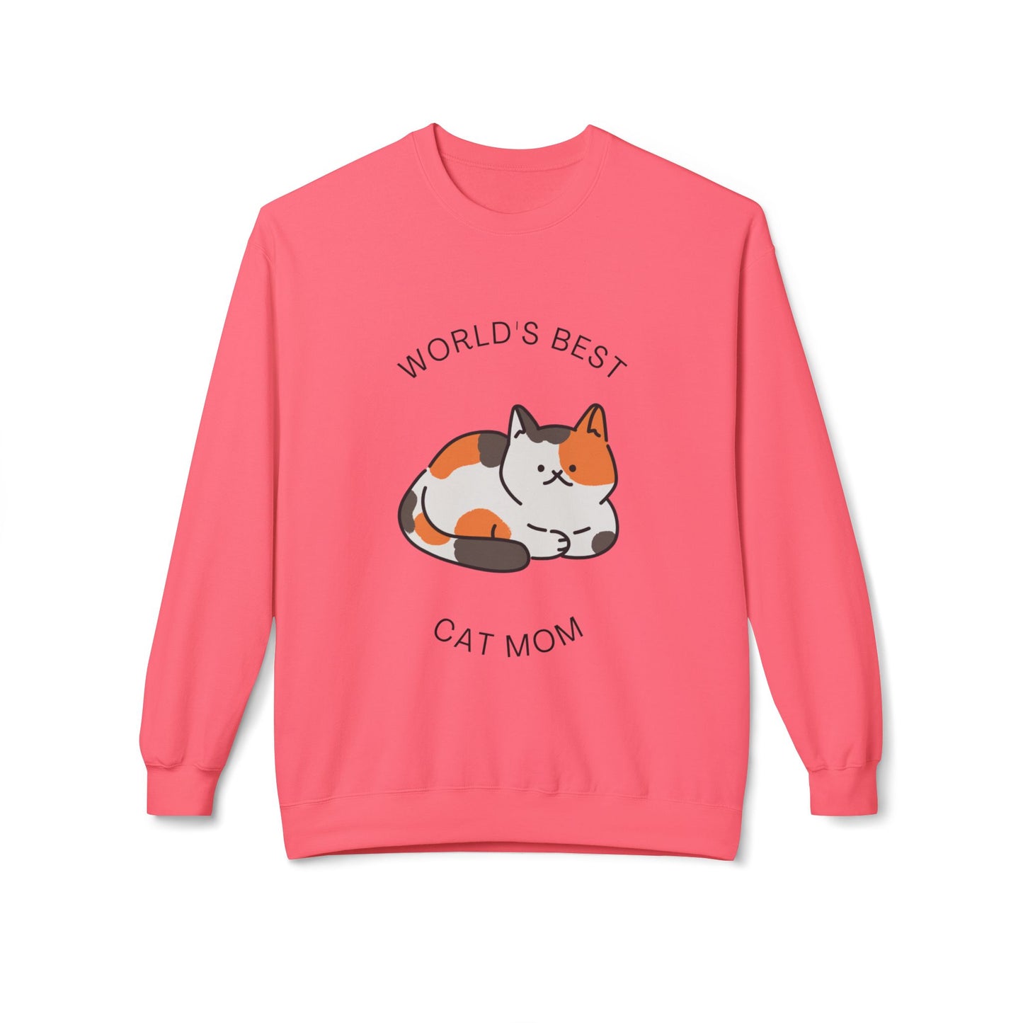 Cat Mom Sweatshirt - "World's Best" Cute Calico Cat Crewneck