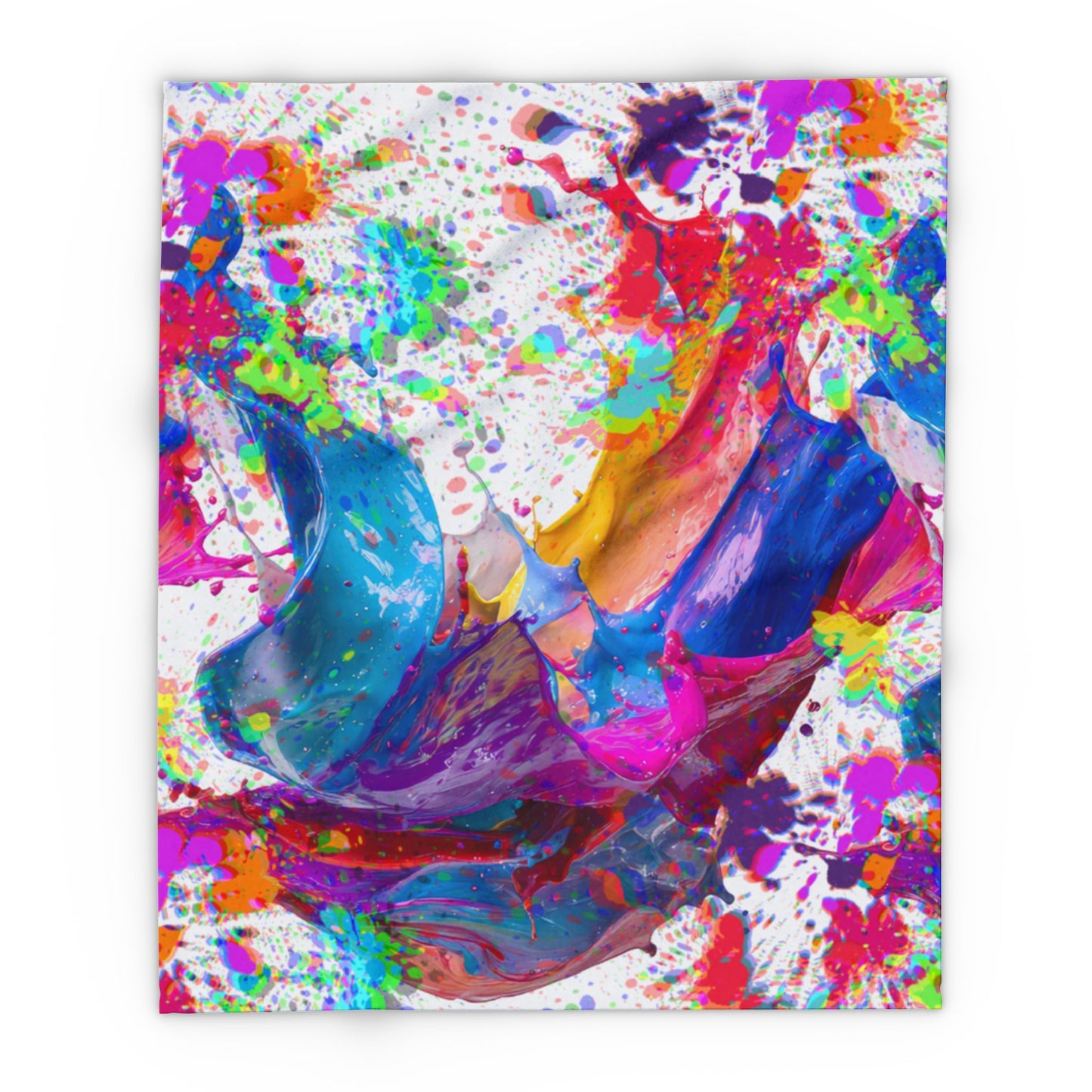 Arctic Fleece Blanket — Vibrant Abstract Paint Splash Throw