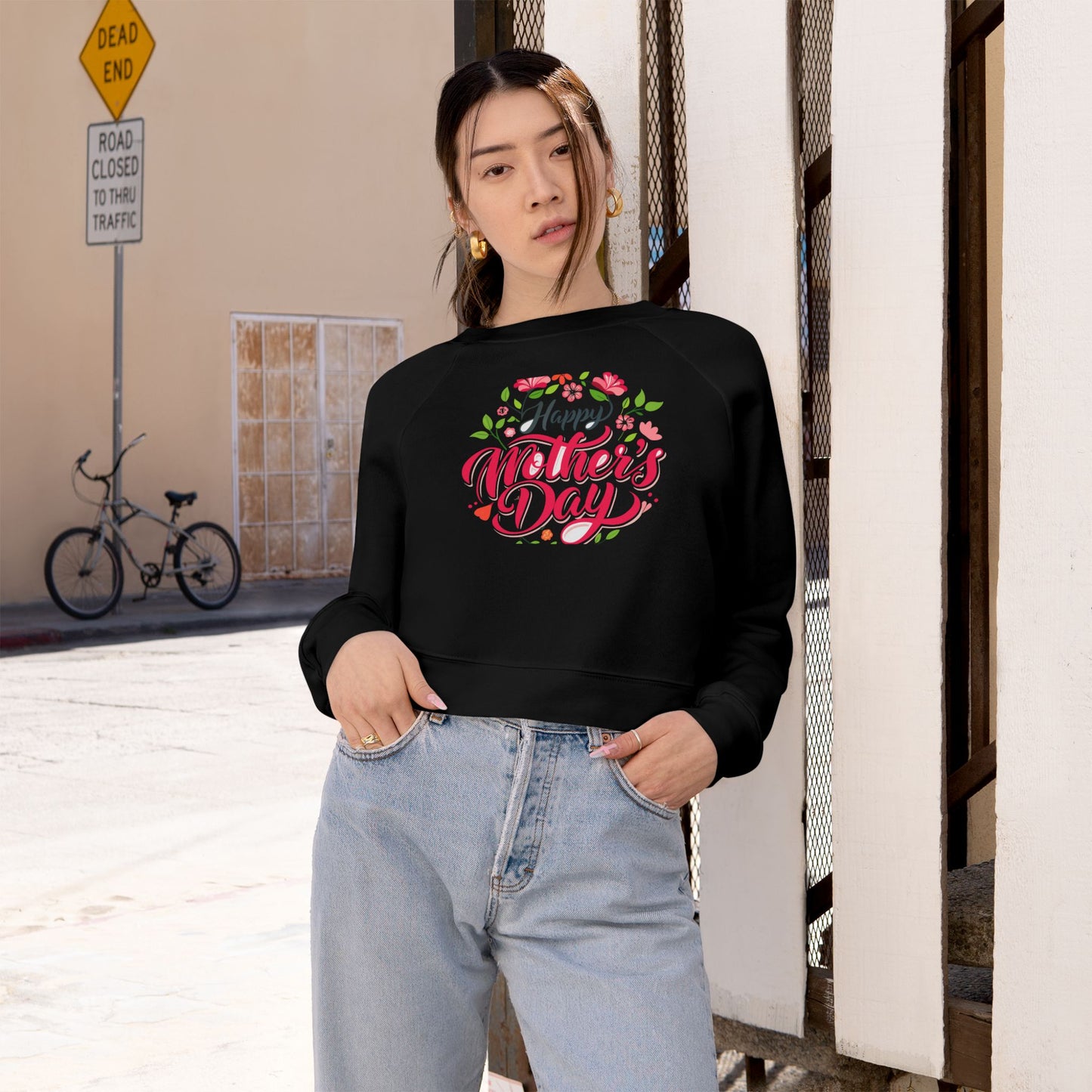 Happy Mother's Day Women's Cropped Fleece Pullover - Stylish and Cozy Gift
