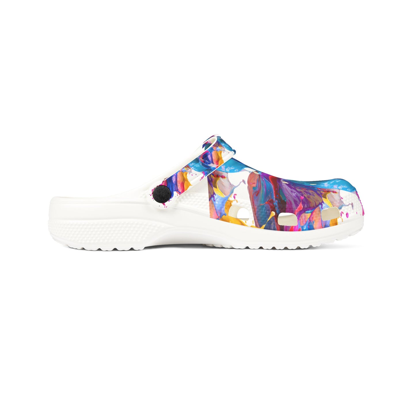 Color Splash EVA Foam Clogs — Abstract Paint-Splatter Slip-On Shoes