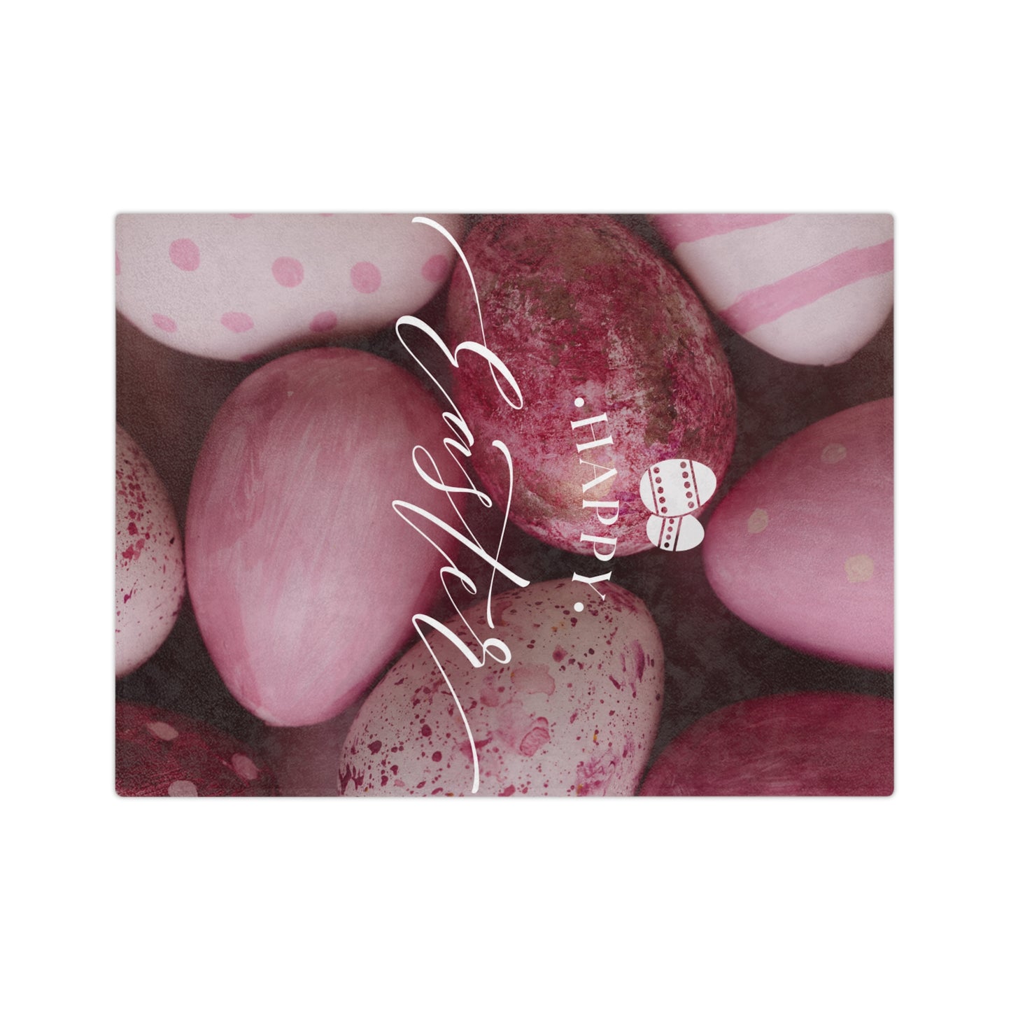 Happy Easter Pink Eggs Blanket - Velveteen Microfiber Easter Throw