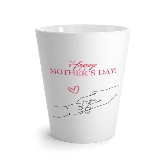 Mother's Day Latte Mug - "Happy Mother's Day" Hands & Heart Coffee Cup