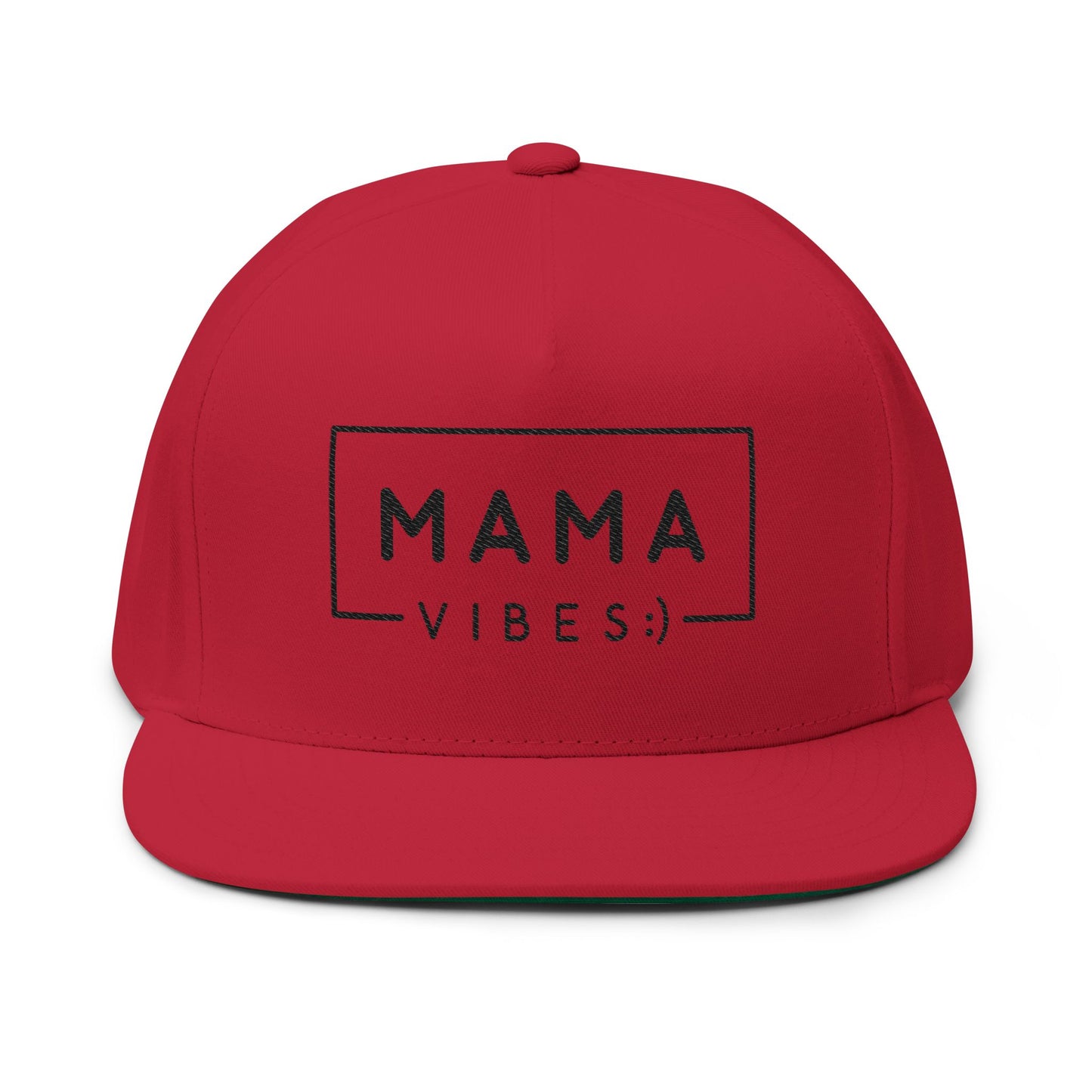 Mama Vibes Embroidered Flat Bill Cap