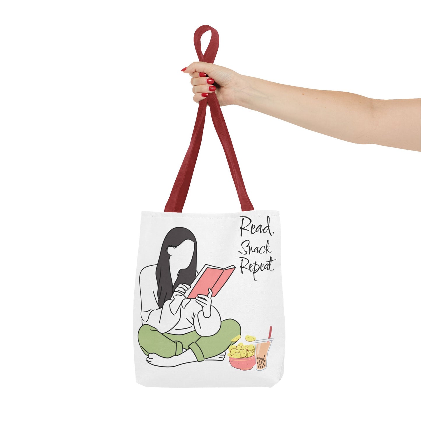 Reading Snack Tote Bag — "Read. Snack. Repeat." Book Lover Canvas Tote