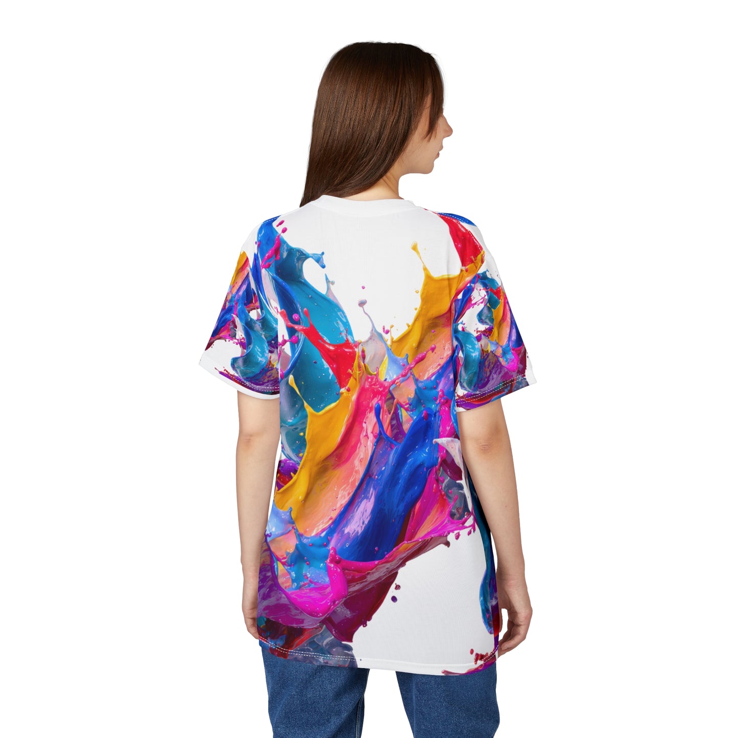 Abstract Paint Splash Tee — Colorful All-Over Print Art Shirt