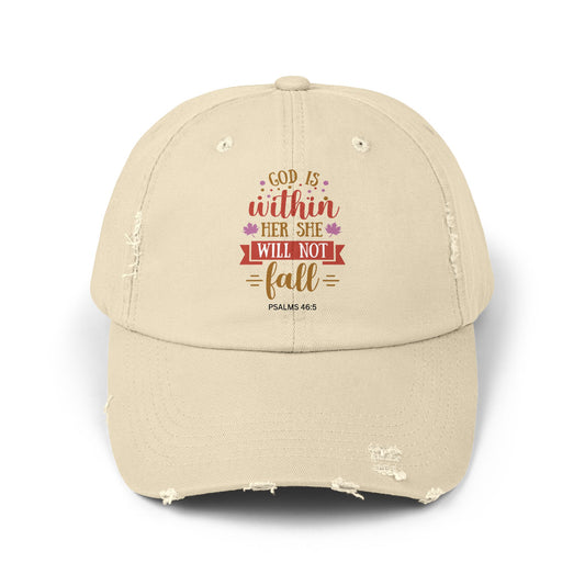 God Is Within Me Distressed Cap — Inspirational Christian Baseball Hat
