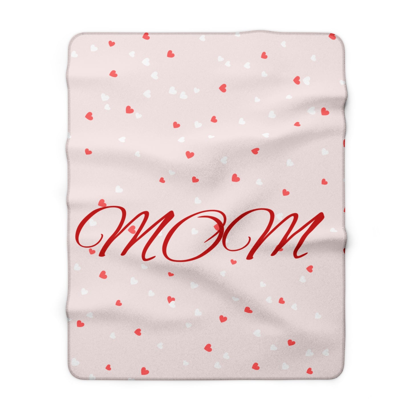 Mom Sherpa Fleece Blanket – Heart Print Cozy Throw for Mother's Day