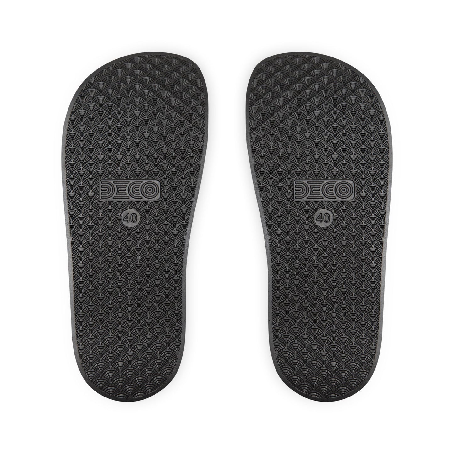 Women's Removable-Strap Slide Sandals — Black Typographic Print