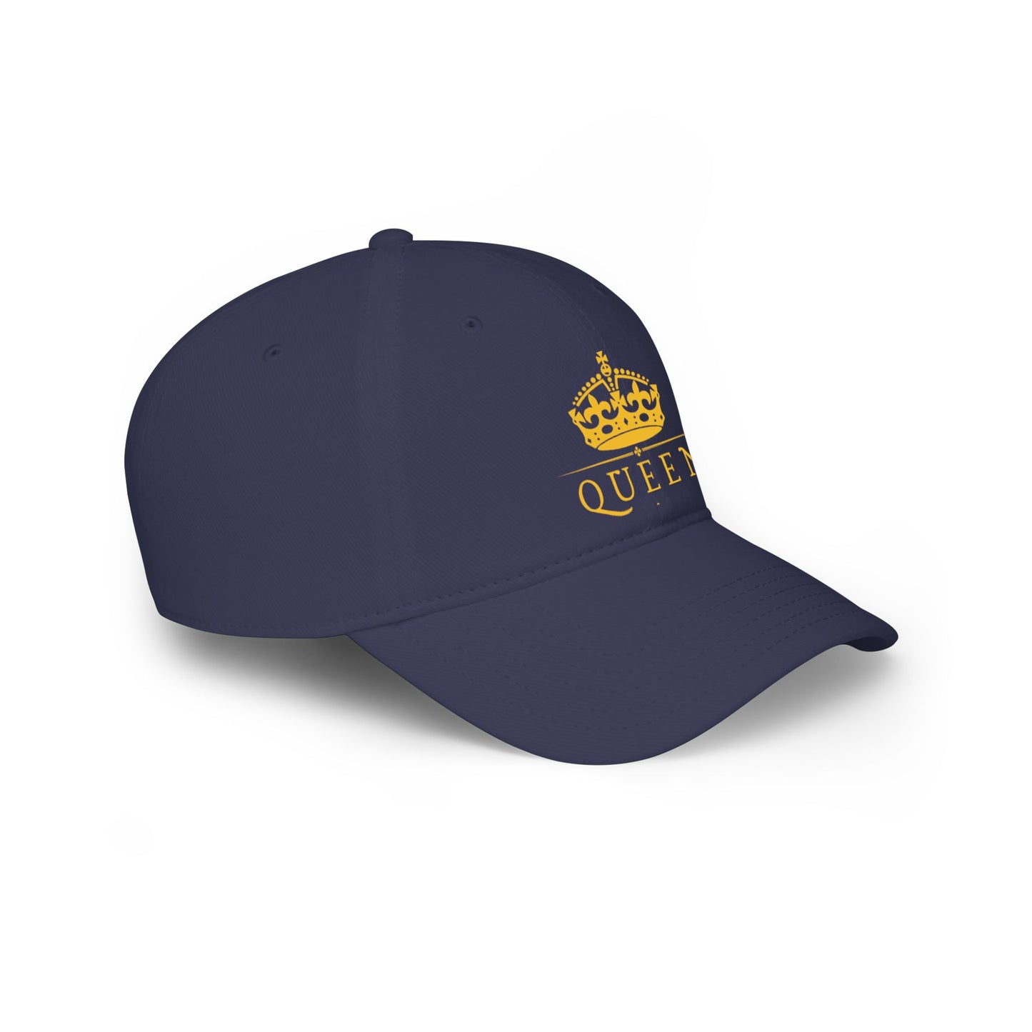 Queen Crown Baseball Cap — Red Low Profile Hat with Gold "QUEEN" Text