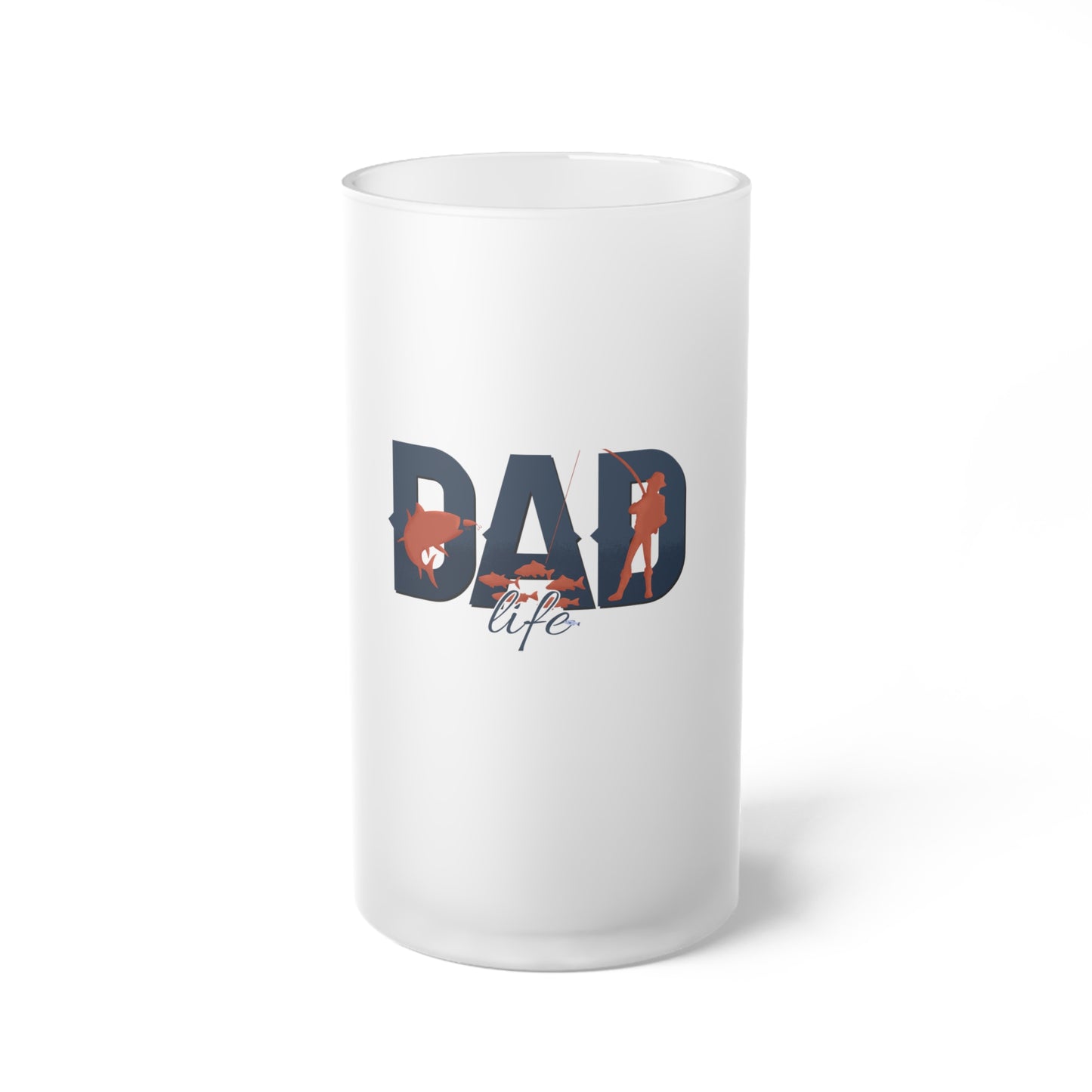 Frosted Beer Mug — "Dad Life" Floral Graphic Glass Stein | Father’s Day Gift