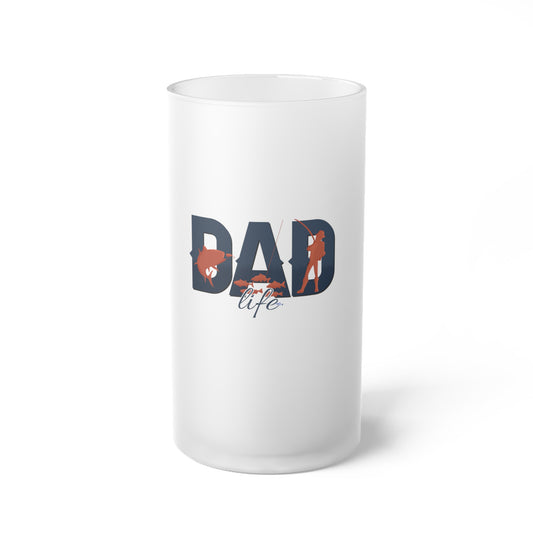 Frosted Beer Mug — "Dad Life" Floral Graphic Glass Stein | Father’s Day Gift