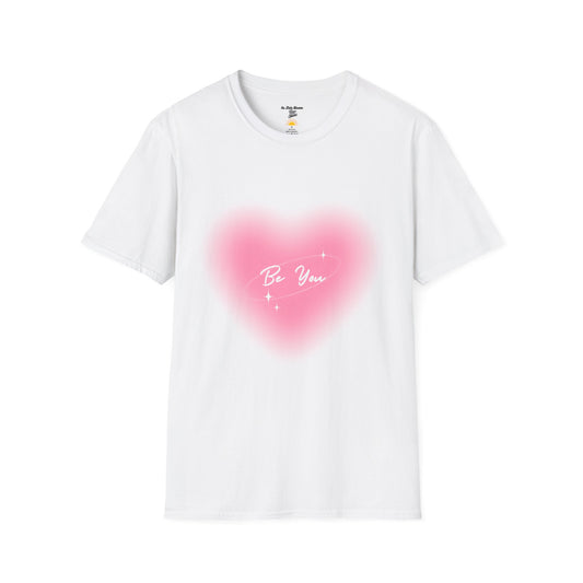 Heart Graphic T-Shirt — Pink “Be You” Inspirational Tee