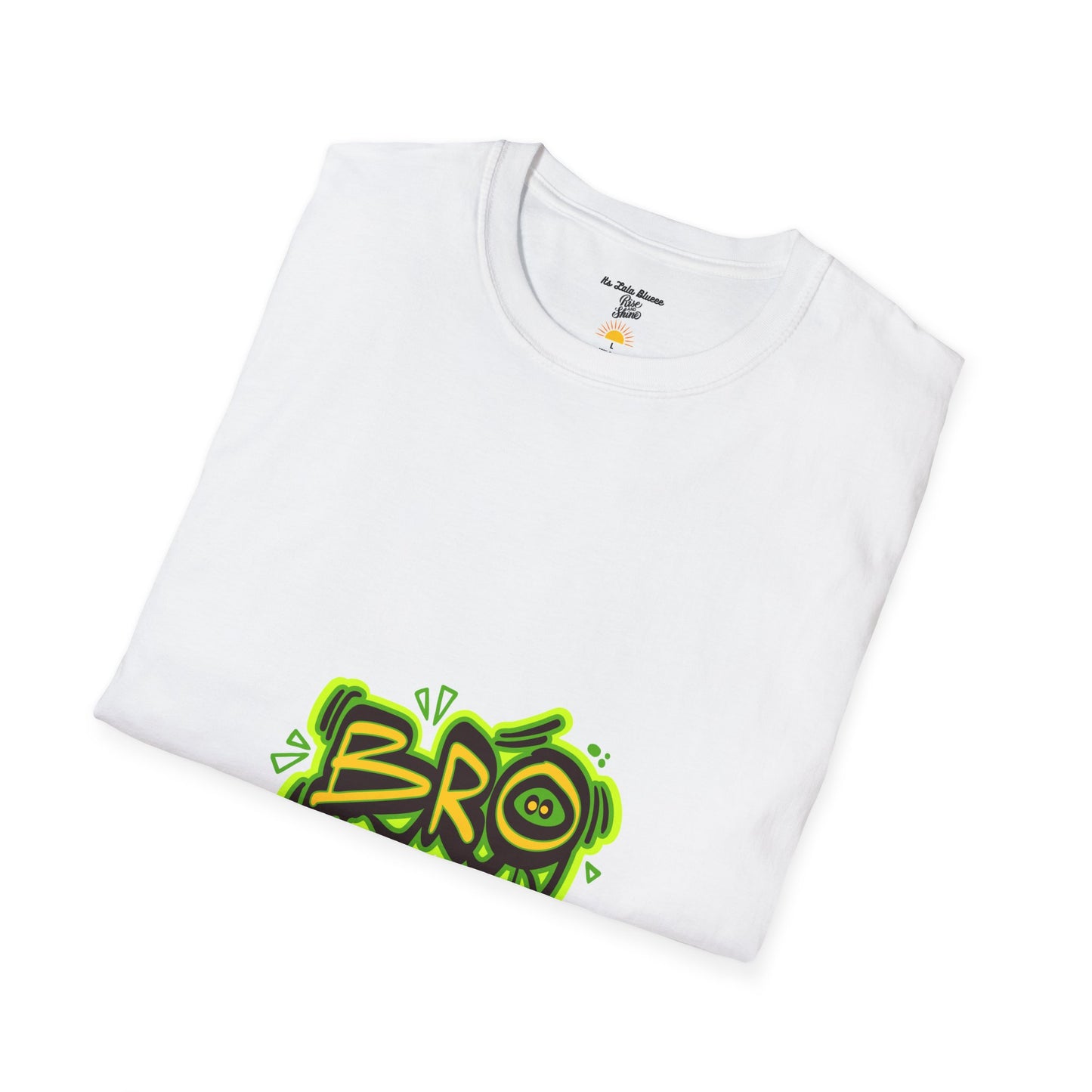 Bro Graffiti T-Shirt — Urban Streetwear Tee with Neon Green Spray Graphic