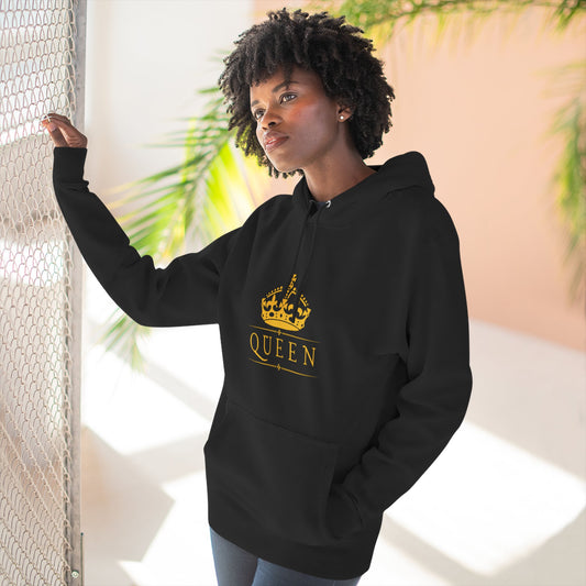 Queen Crown Hoodie — Gold Foil Crown "QUEEN" Graphic Fleece Hoodie