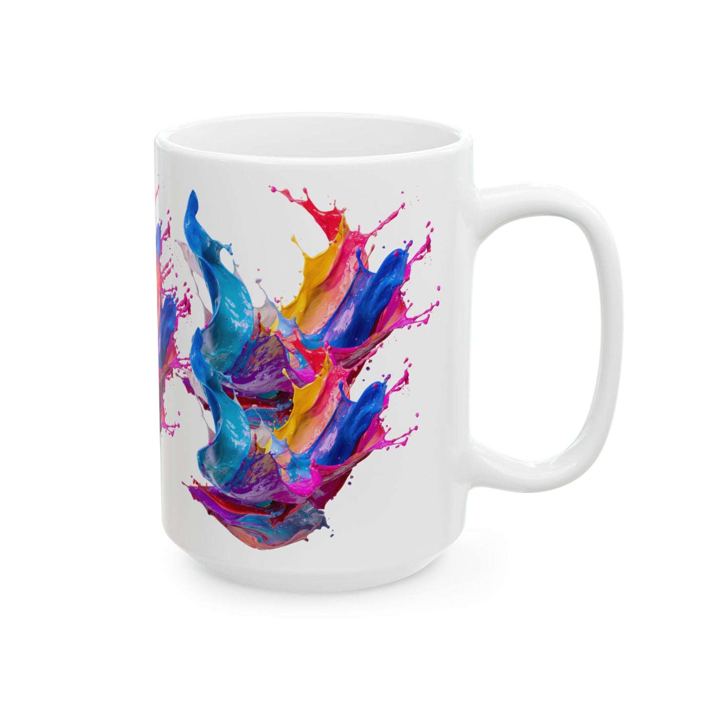 Colorful Paint Splash Ceramic Mug — Artistic Abstract 11oz/15oz Coffee Cup