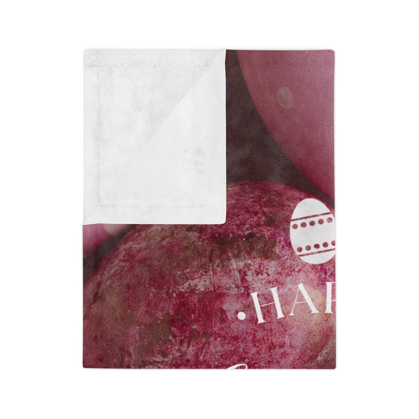 Happy Easter Pink Eggs Blanket - Velveteen Microfiber Easter Throw