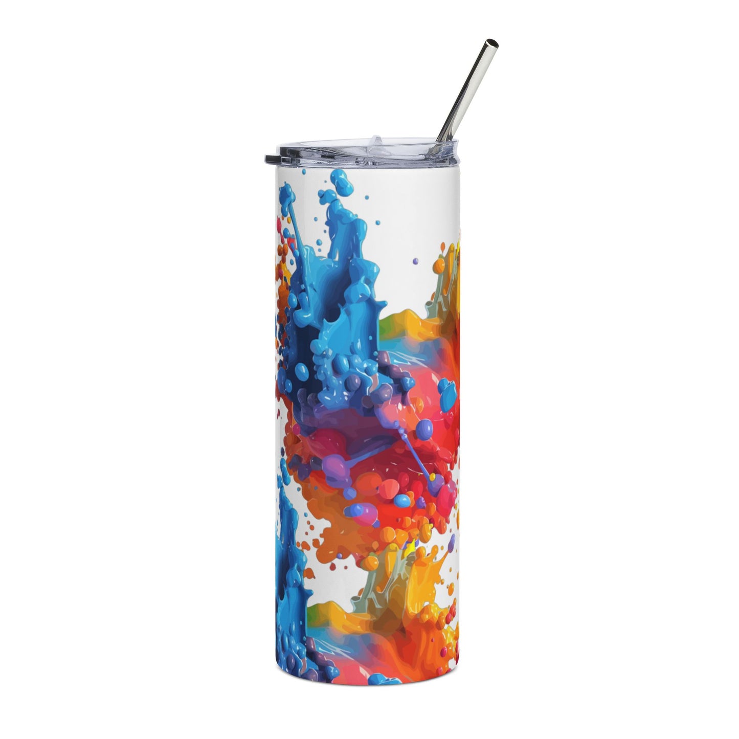 20oz Stainless Tumbler — Colorful Paint Splash Stainless Steel Travel Cup