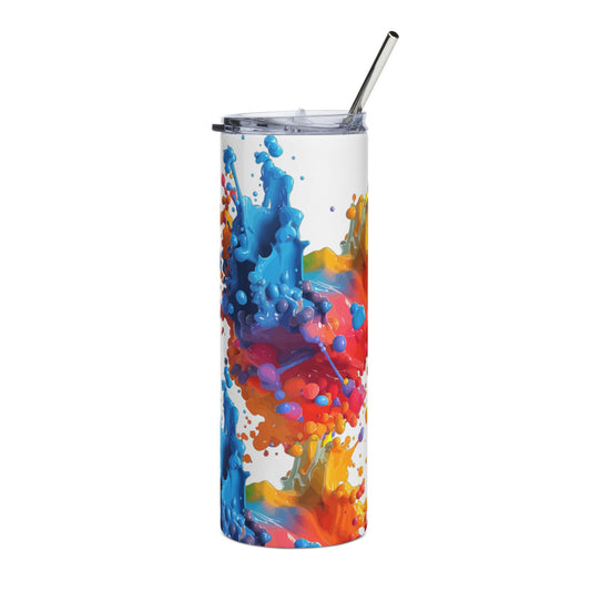 20oz Stainless Tumbler — Colorful Paint Splash Stainless Steel Travel Cup