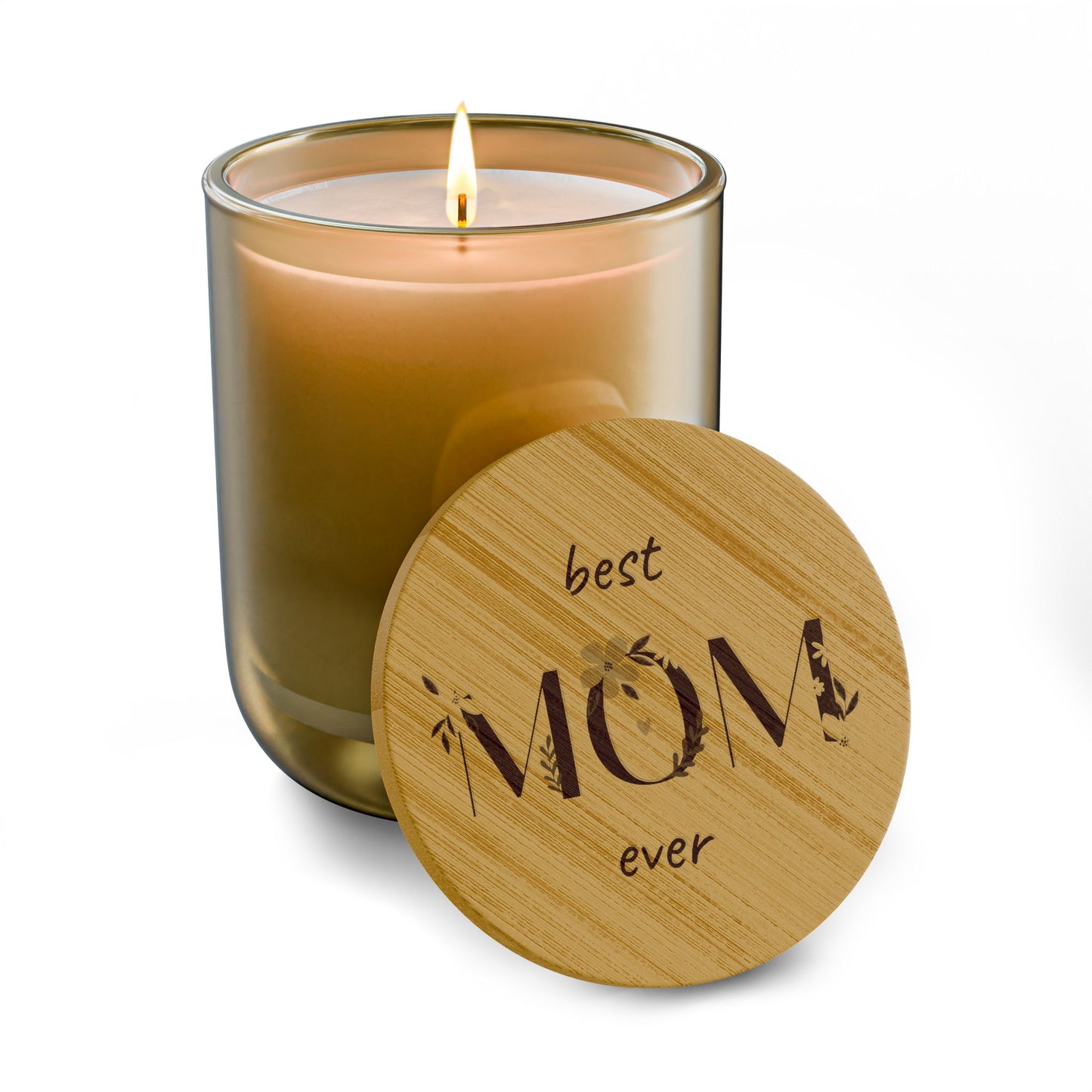 Best MOM Ever 14oz Scented Soy Candle — Engraved Bamboo Lid (Mother's Day Gift)