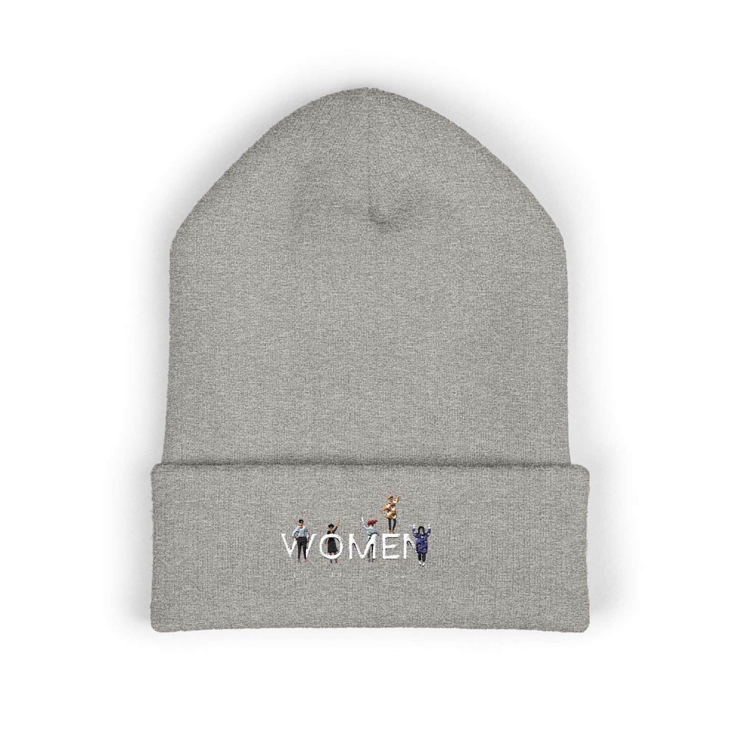 Embroidered Penguin Line Cuffed Beanie — Cute Winter Animal Knit Hat