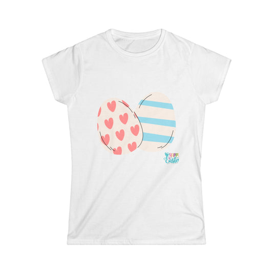 Easter Egg Pattern Women's Softstyle Tee – Cute Spring T-Shirt for Celebrations