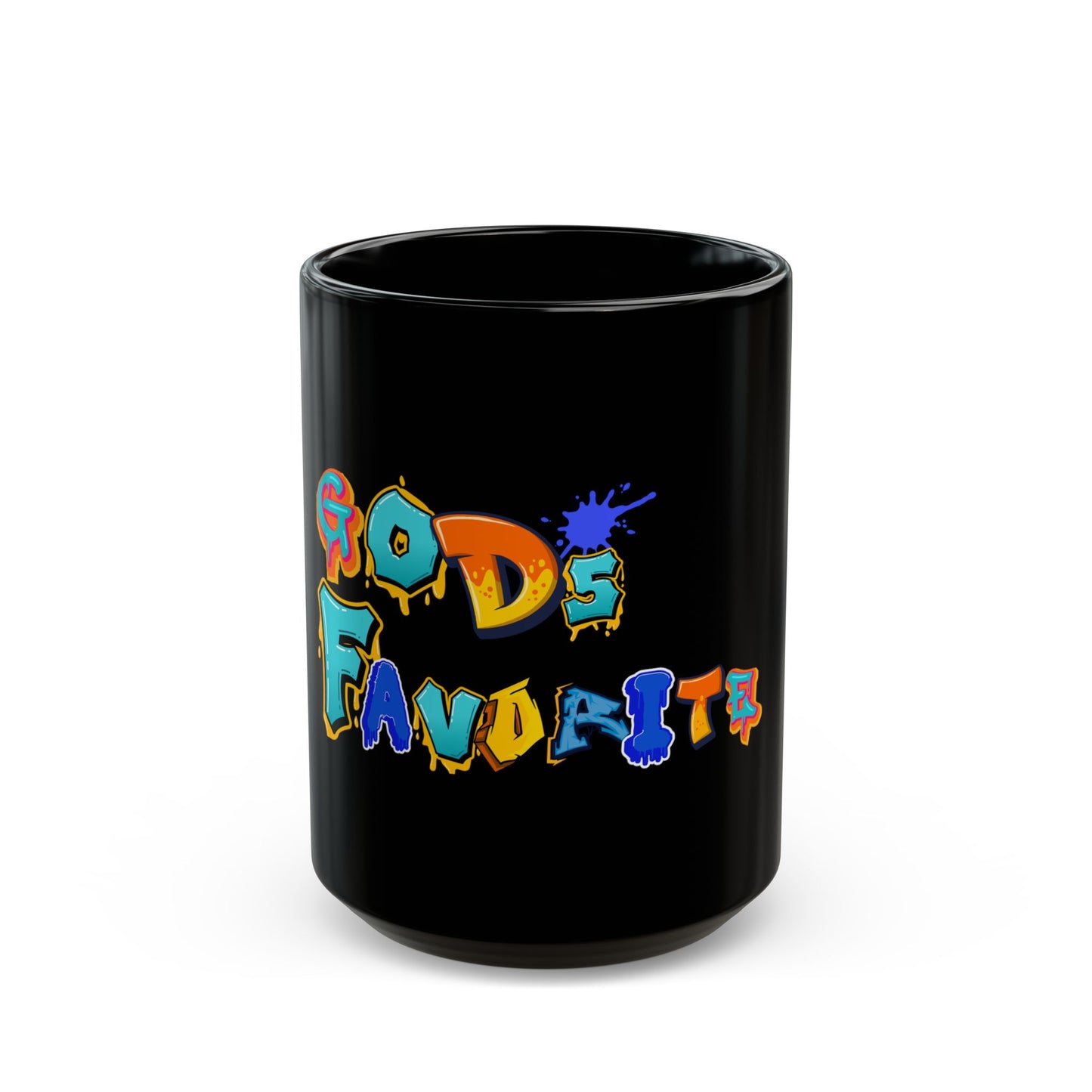 Black Mug - 'God's Favorite' Colorful Graffiti Coffee Mug (11oz & 15oz)