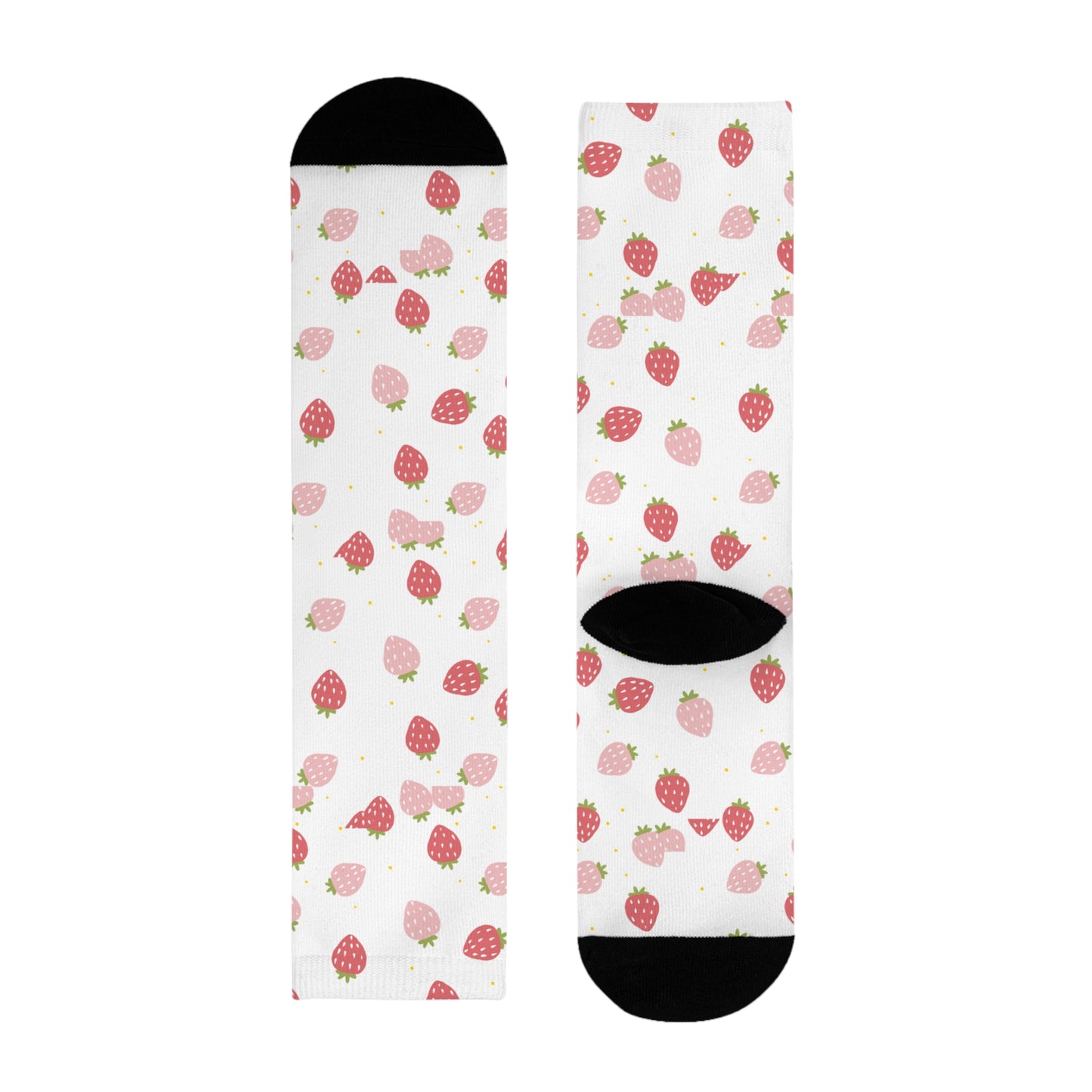 Strawberry Pattern Crew Socks – Cute Pink Fruit Sublimation Socks