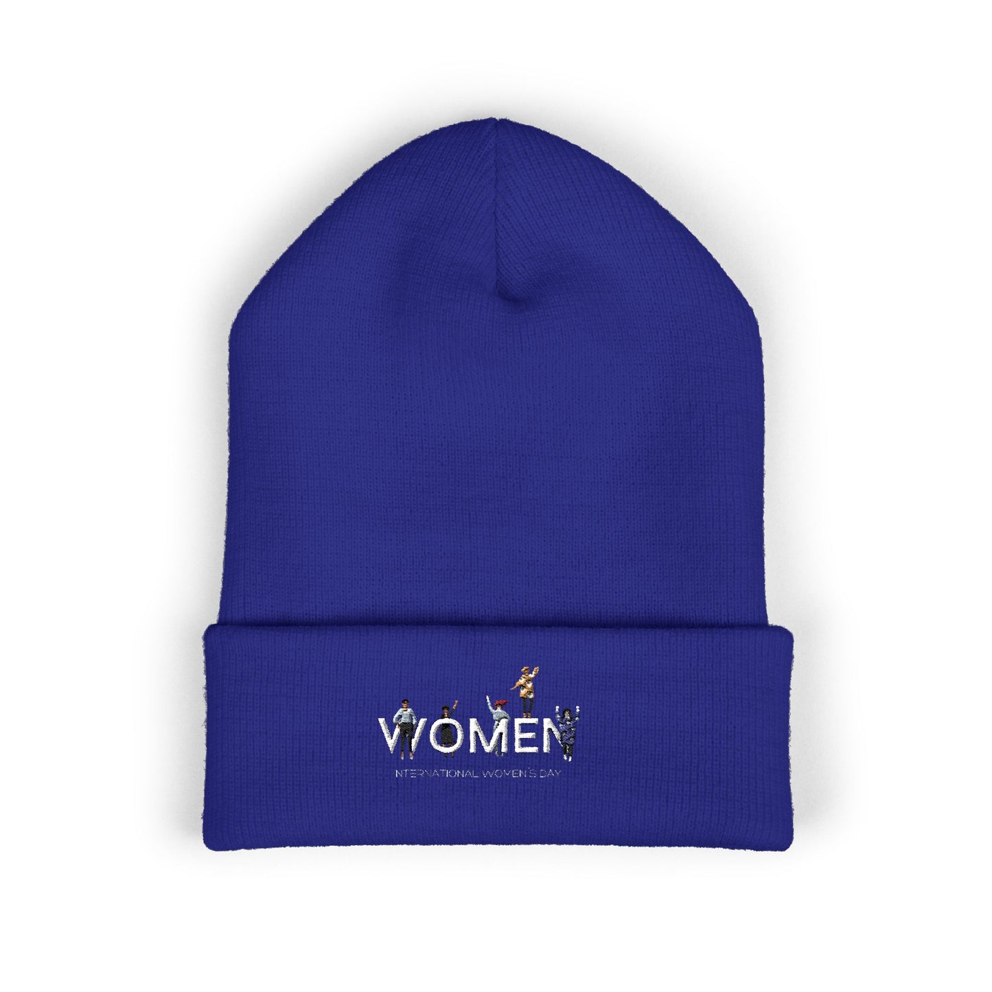 Embroidered Penguin Line Cuffed Beanie — Cute Winter Animal Knit Hat
