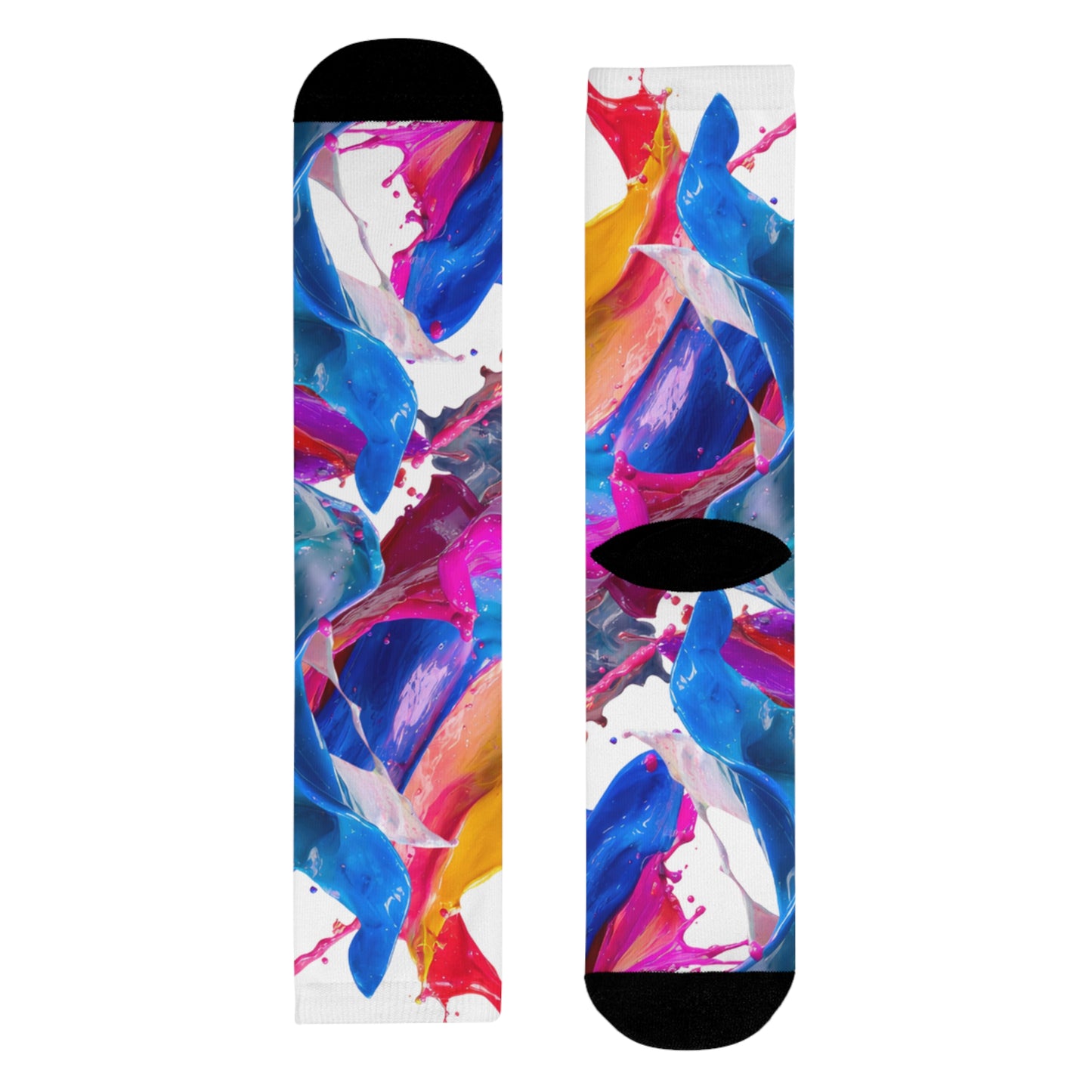 Abstract Paint Splash Crew Socks — Colorful Sublimation Art Socks