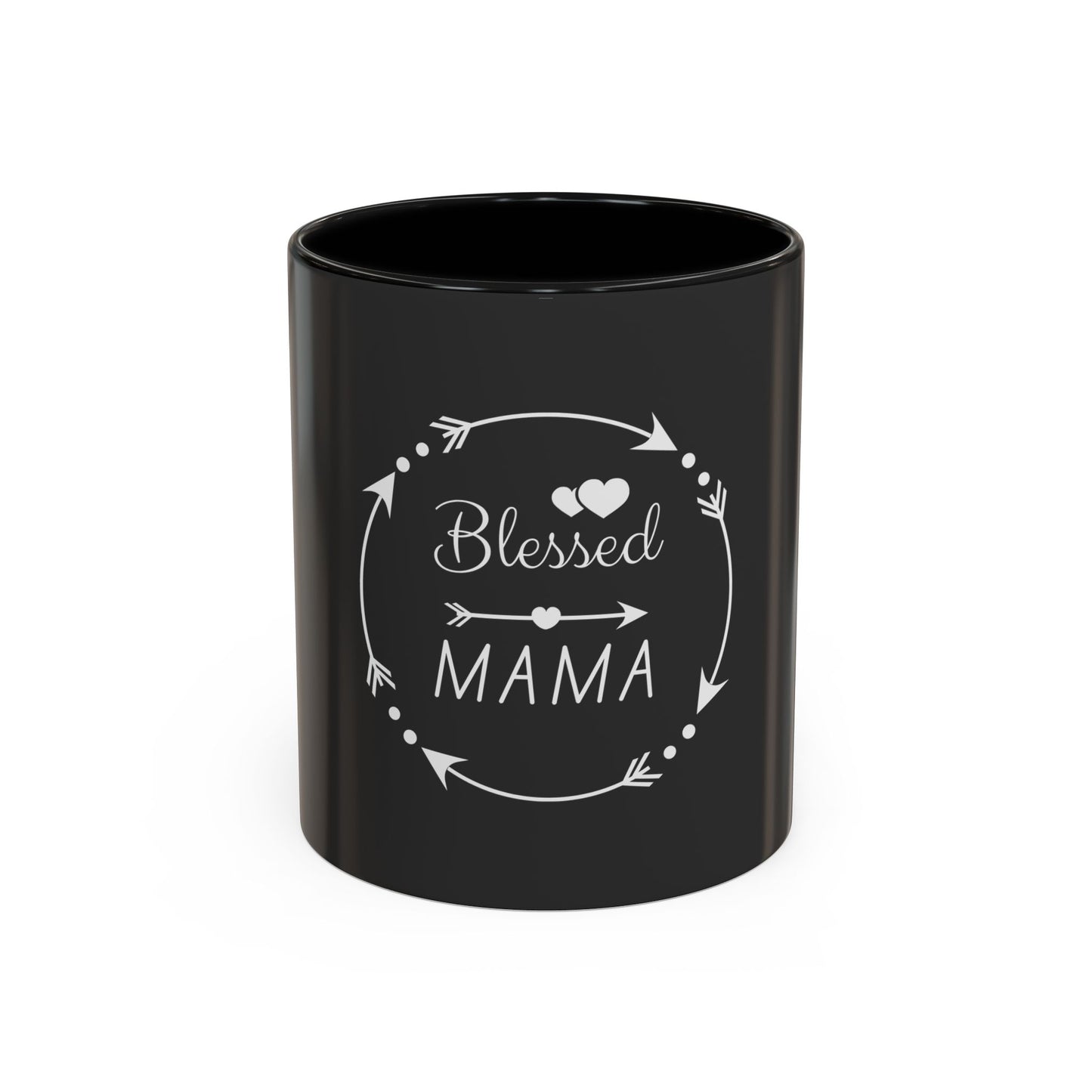 Blessed Mama Accent Coffee Mug – Black 11/15oz Gift for Moms