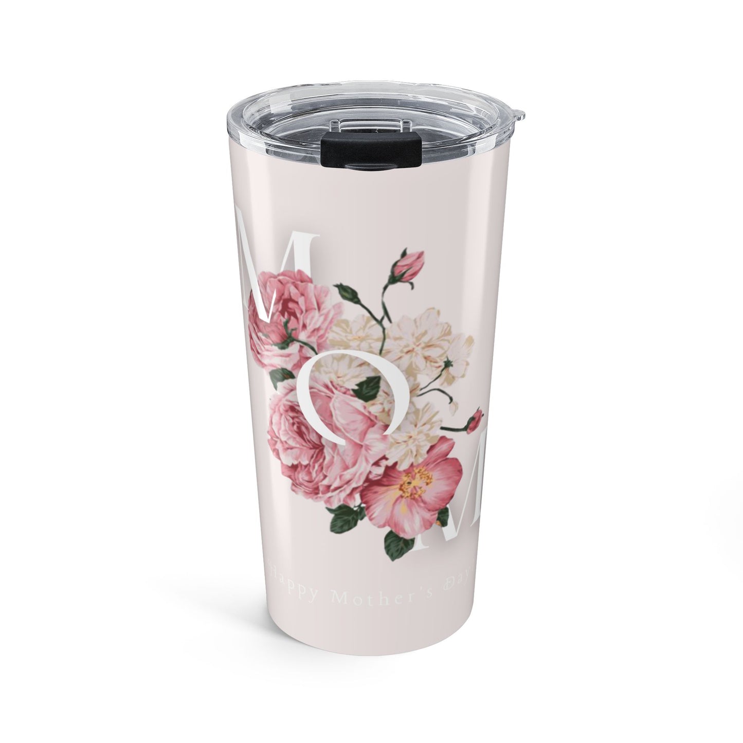20oz Floral Tumbler – Pink Peony Insulated Travel Cup