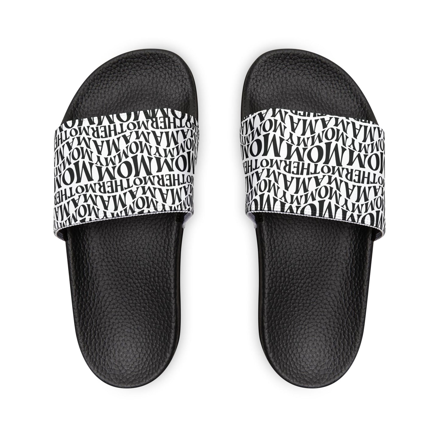 Women's Removable-Strap Slide Sandals — Black Typographic Print