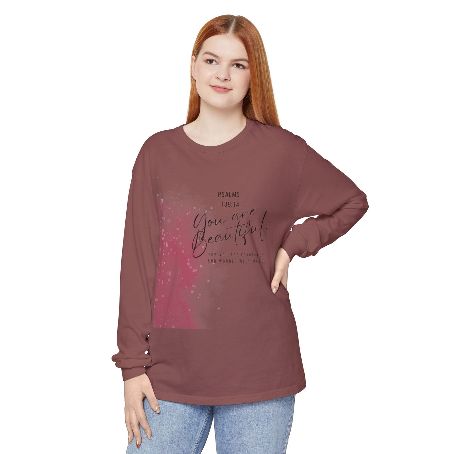 You Are Beautiful Long Sleeve Tee — Psalm 139:14 Inspirational Christian Shirt